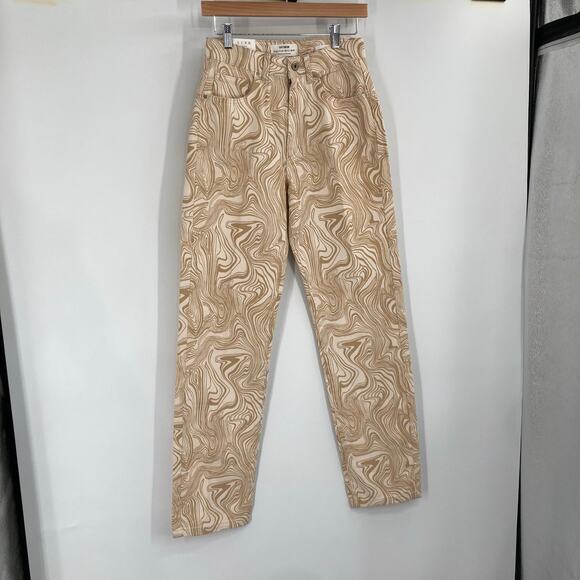 Cotton On Beige Caramel Marble Chalk Swirl Straight Leg Jeans Size 4 27 NEW $70 - Picture 1 of 14